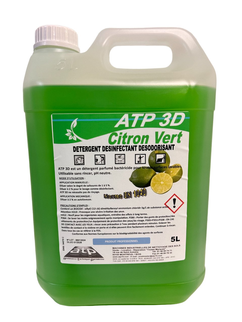 Détergent parfumé bactéricide 3D - 5 Litres - Clean Equipements