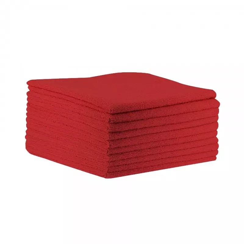 Lavette microfibre multi - usages PREMIUM 300 g/m² - 38x38cm - en lot x5 - rouge - Clean Equipements